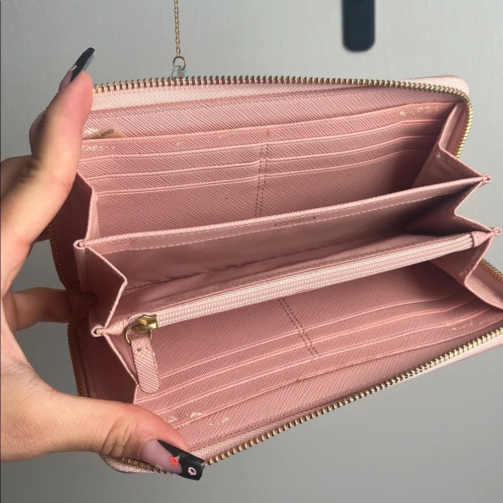 Coach Pink and Gold Heart Pattern Wallet